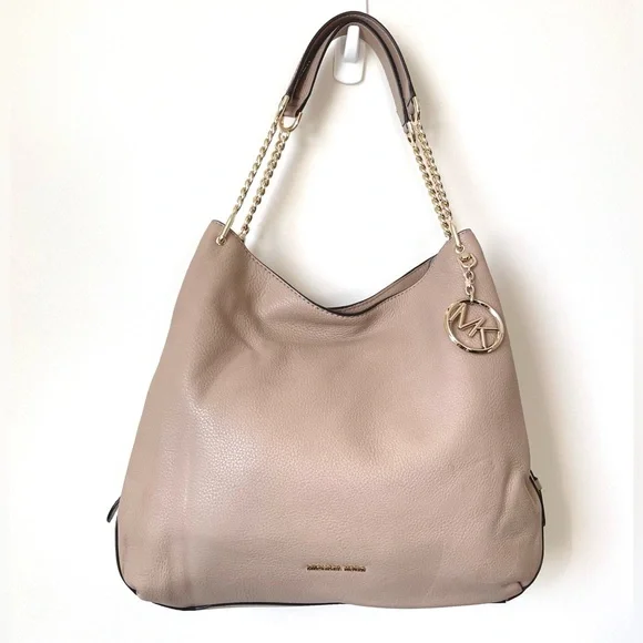 New!⚡️NWT MICHAEL KORS Lillie Taupe Truffle Pebbled Leather Shoulder Bag - Picture 2 of 16